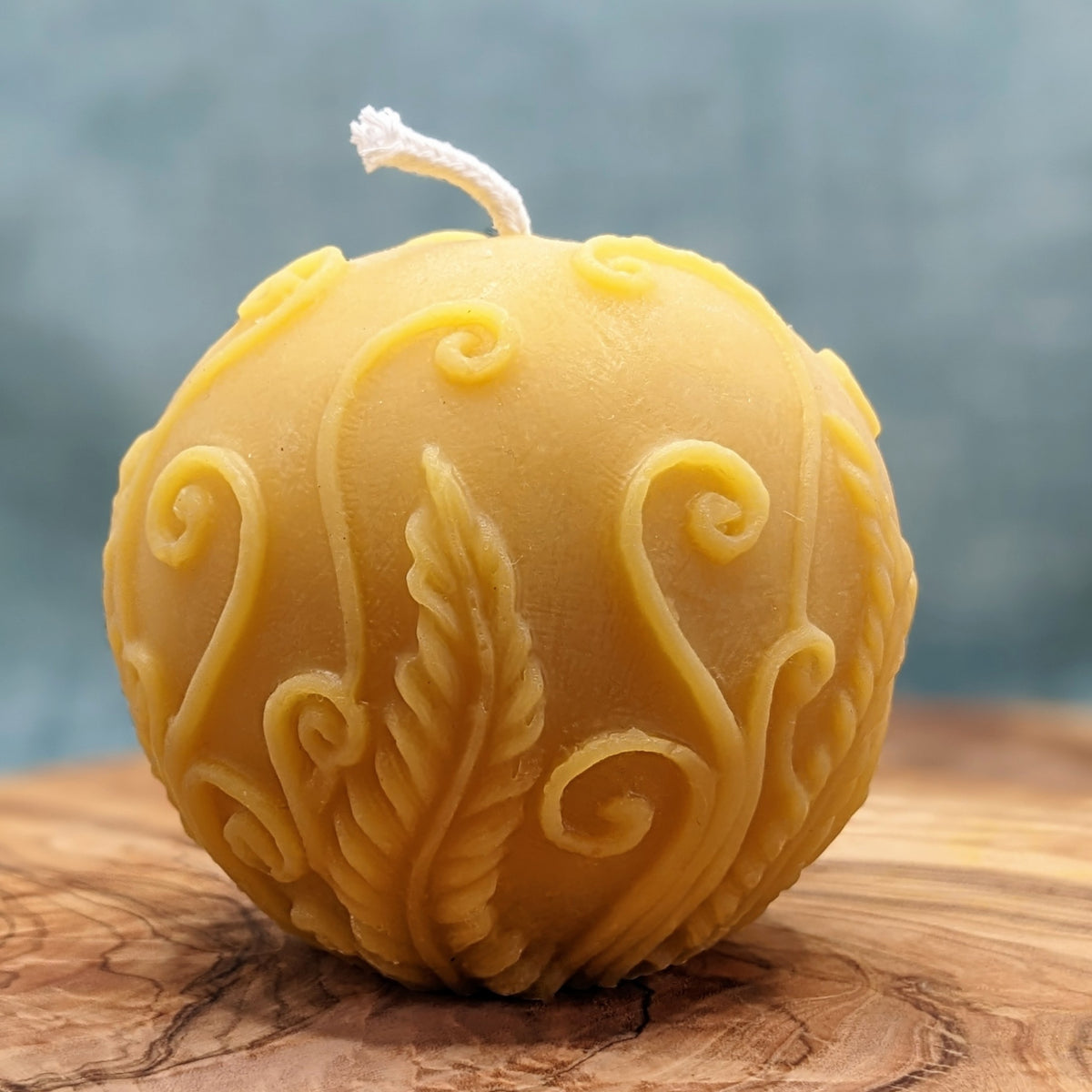 Rustic Fern beeswax candle in natural