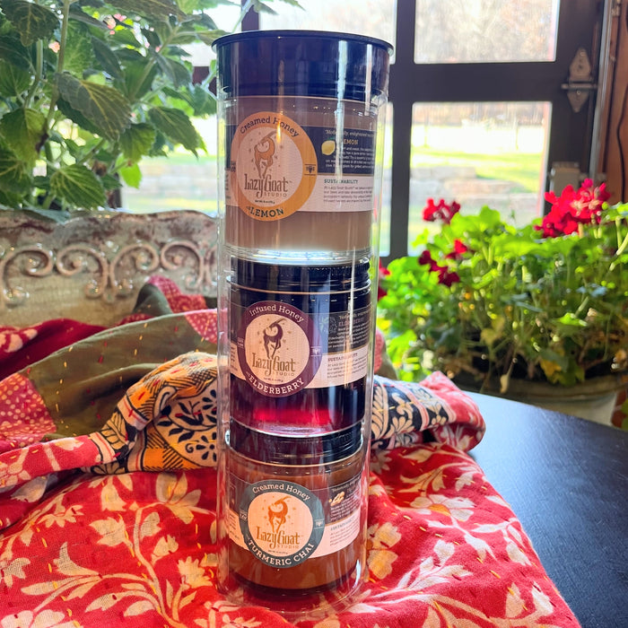 Lazy Goat Wellness Trio. 6oz Each of Lemon, Elderberry & Turmeric Chai