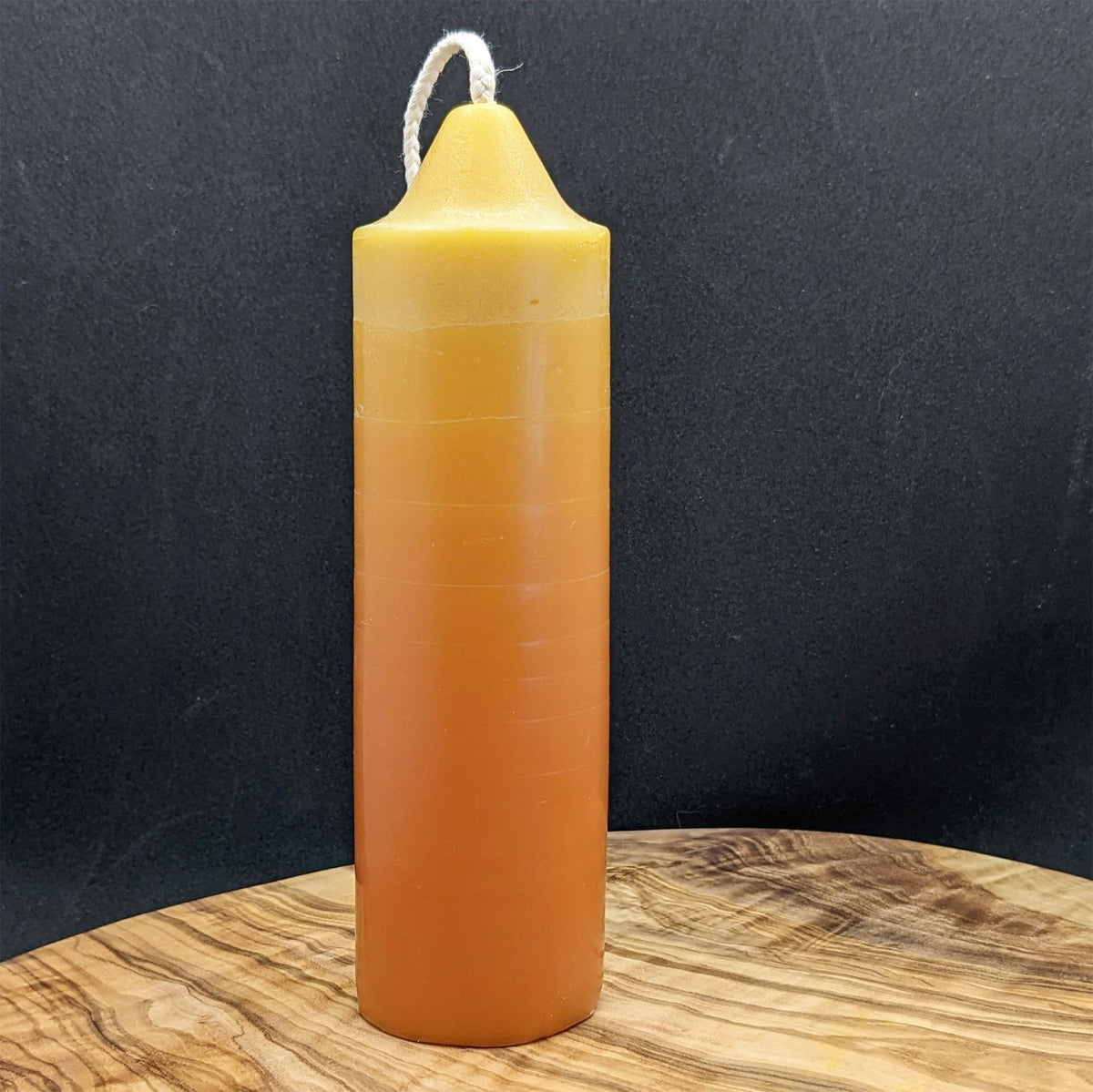 Ombre series overdipped beeswax taper candle in orange 6" tall 1.75".
