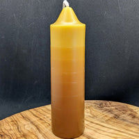 ombre series in brown over dipped beeswax taper candle 6" tall 1.75"