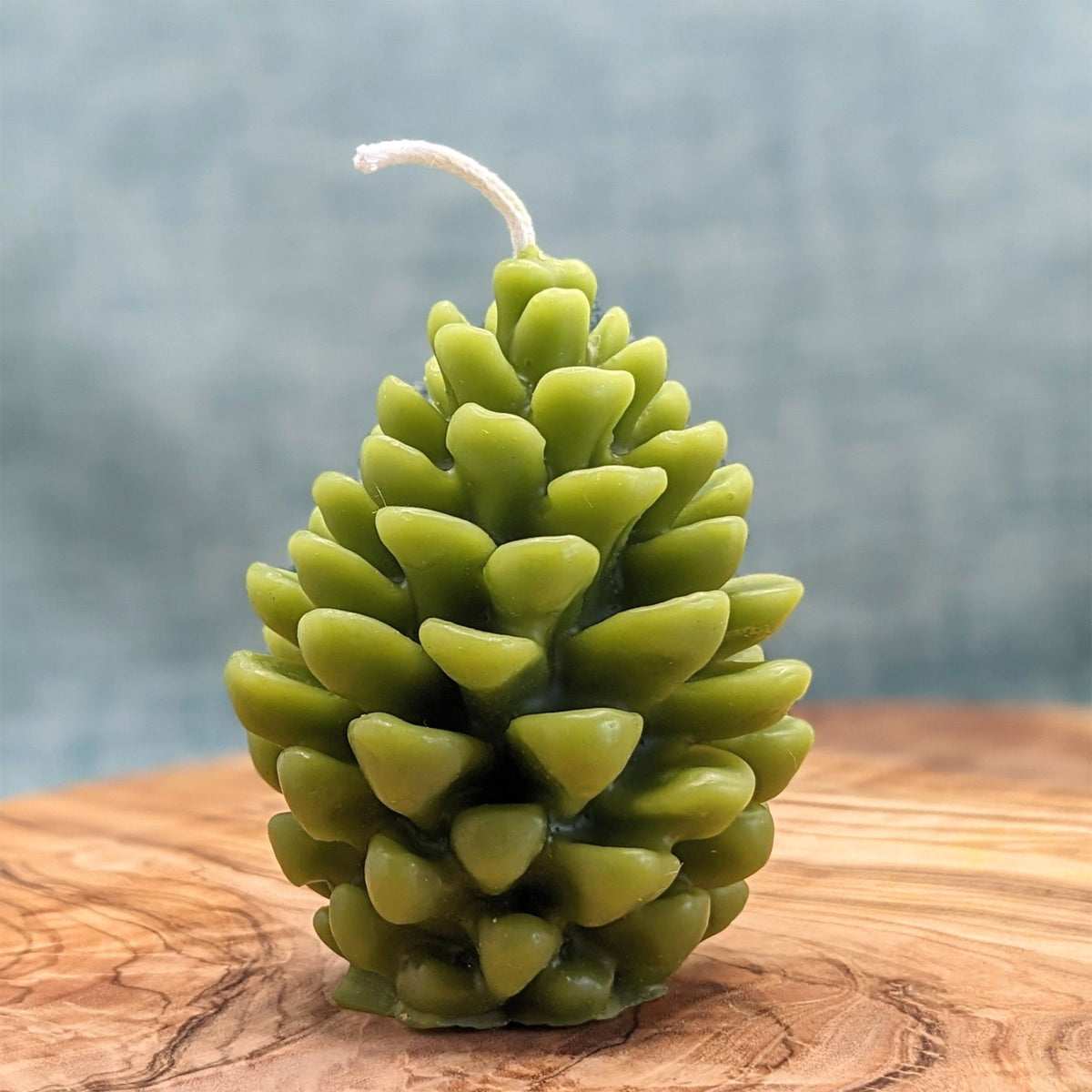 small pine cone 100% beeswax candle green