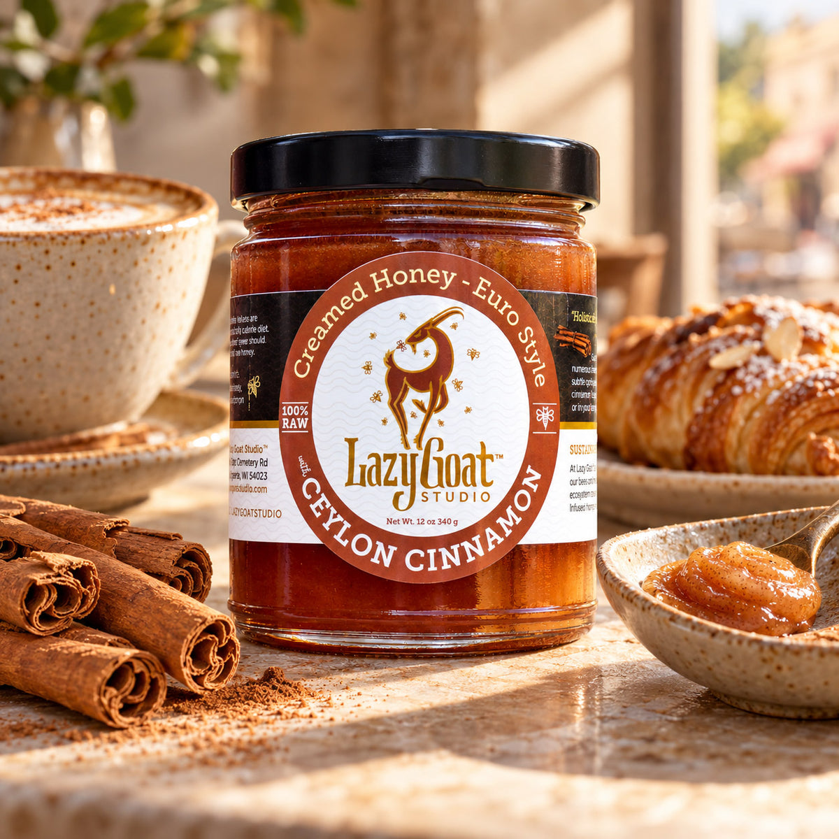 Ceylon Cinnamon Creamed Honey- Euro Style by Lazy Goat Studio, 12oz