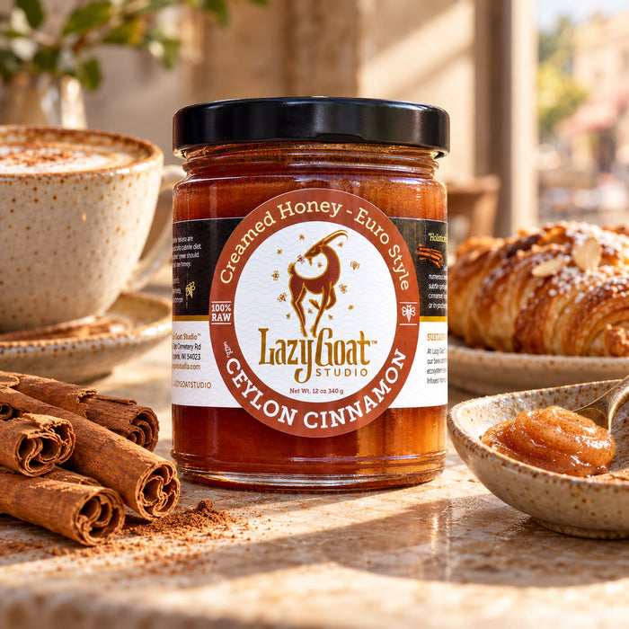 Ceylon Cinnamon Creamed Honey- Euro Style by Lazy Goat Studio, 12oz