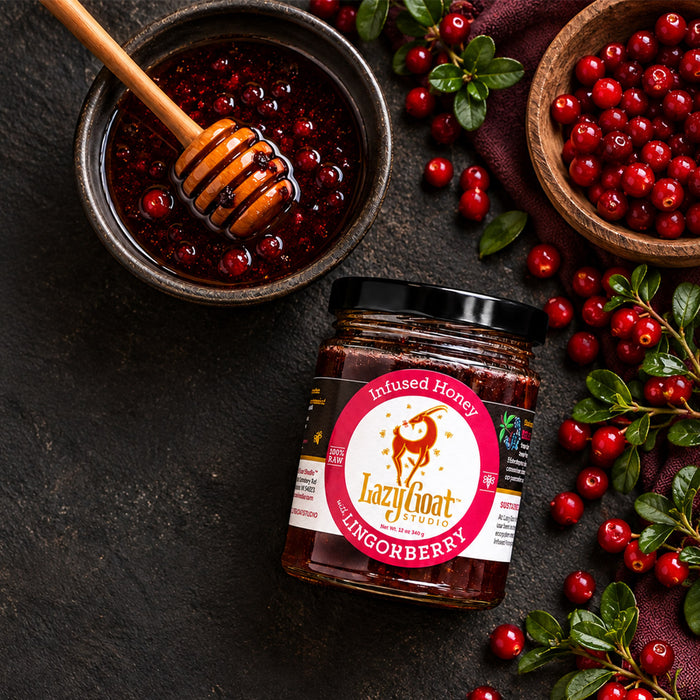 Lingonberry Infused Honey by Lazy Goat Studio