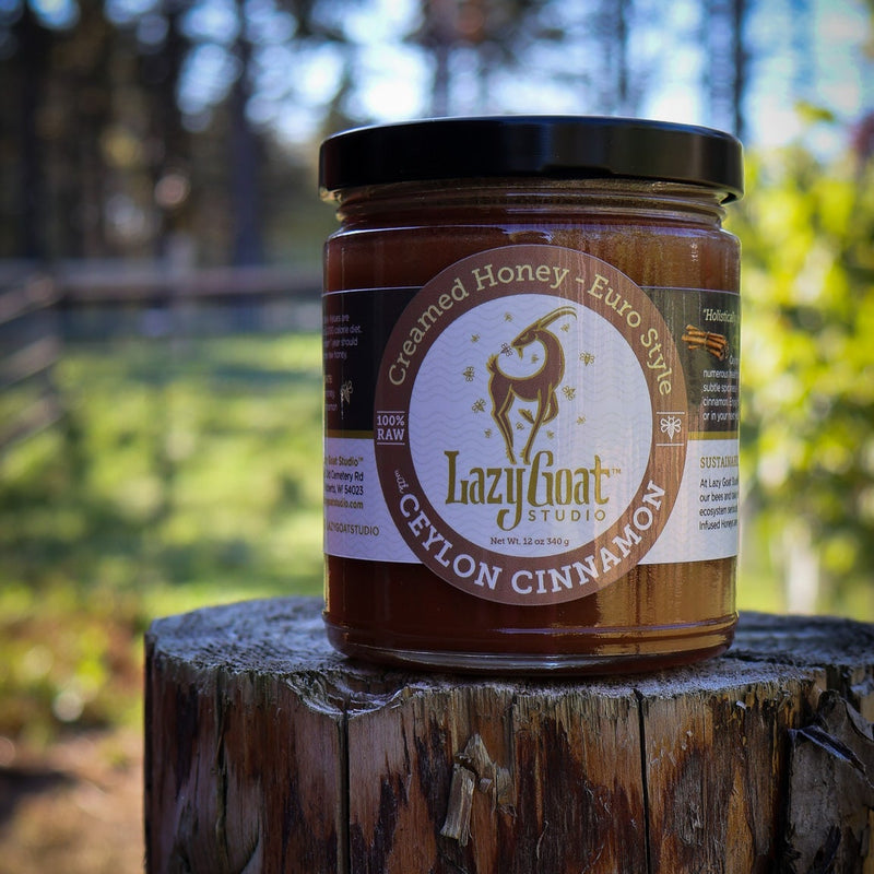A 120z jar of ceylon cinnamon Infused honey.