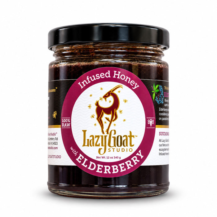 Elderberry Infused Honey by Lazy Goat Studio, 12oz